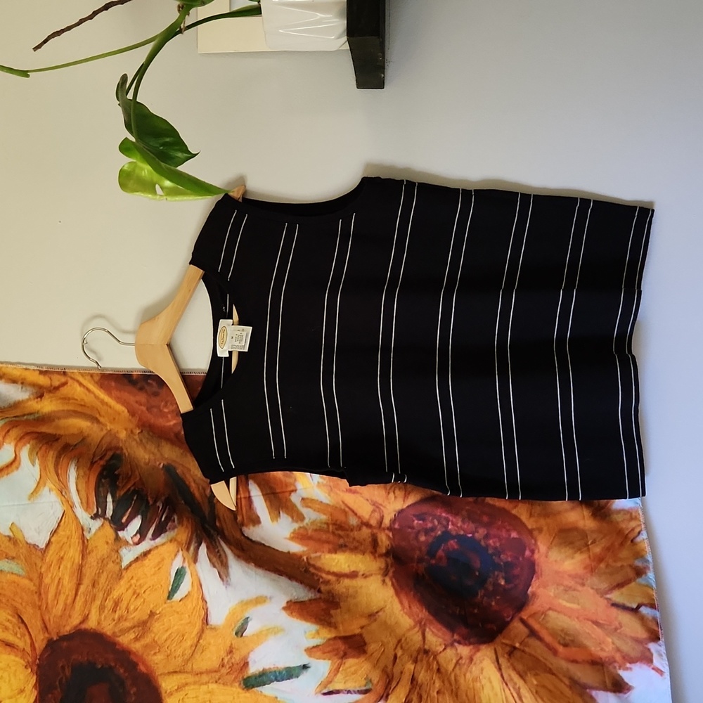 Talbots Black and White Stiped Tank Top